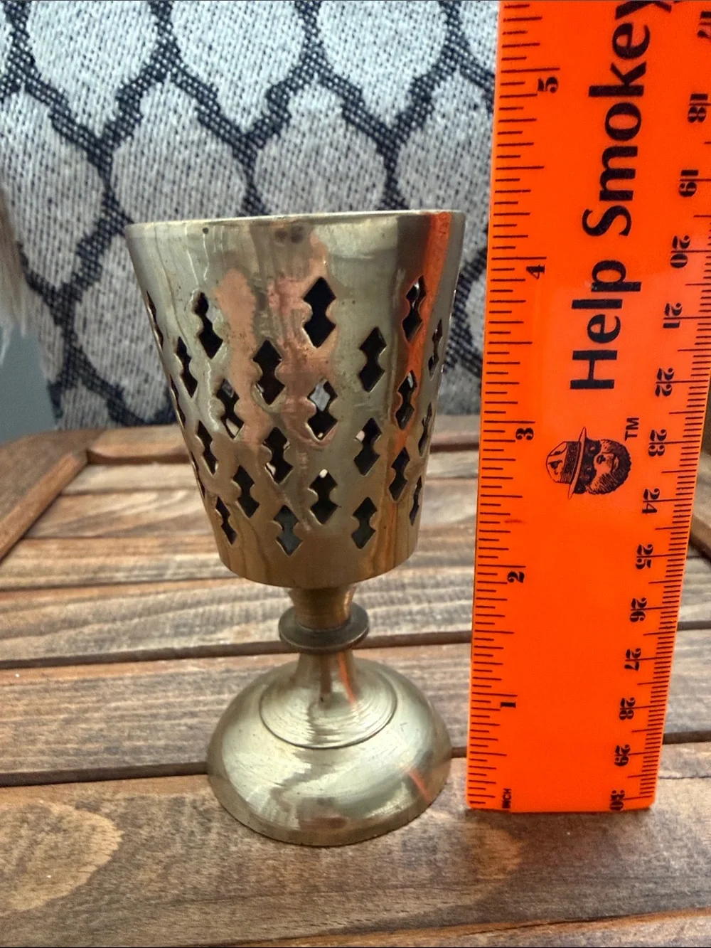 Vintage Brass Pierced Taper Candle Holder | Boho Goblet Style